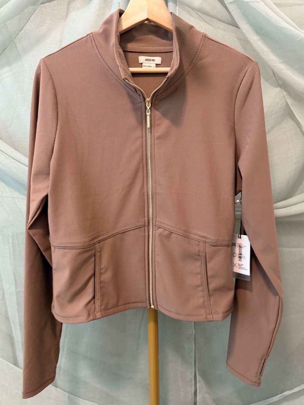 Jason Wu Taupe Zip-Front Cropped Jacket - Picture 2 of 6